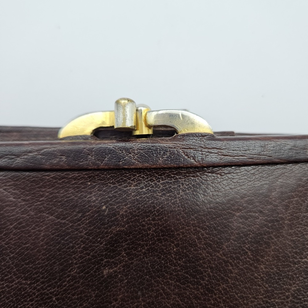 L.S. Ayres Women's‎ Unisex Wallet Brown Leather Vintage Made in Italy Kiss Lock - Picture 2 of 13